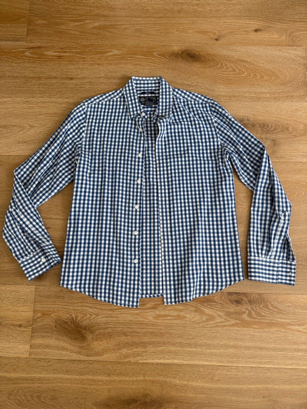Men's Blue Gingham Button-Down Shirt